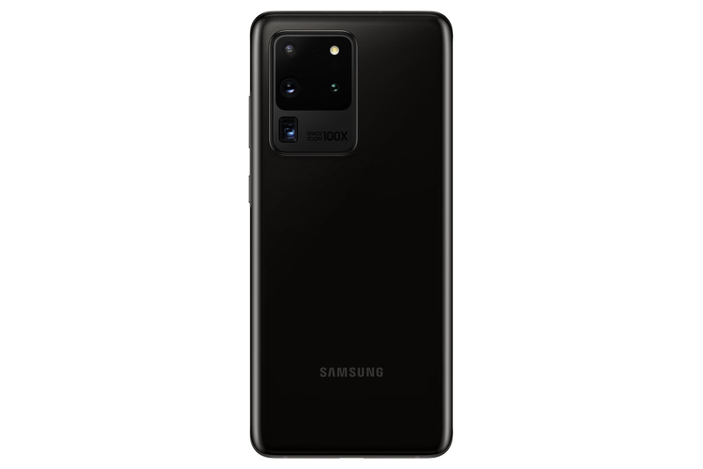 Samsung Galaxy S20 Ultra in Cosmic Black — brand stock image. Your device's condition matches its grade.