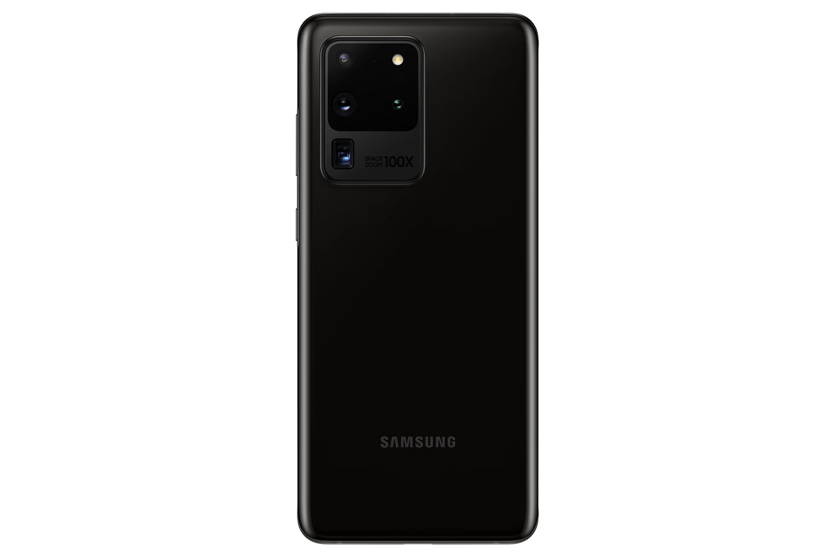 Samsung Galaxy S20 Ultra in Cosmic Black — brand stock image. Your device's condition matches its grade.