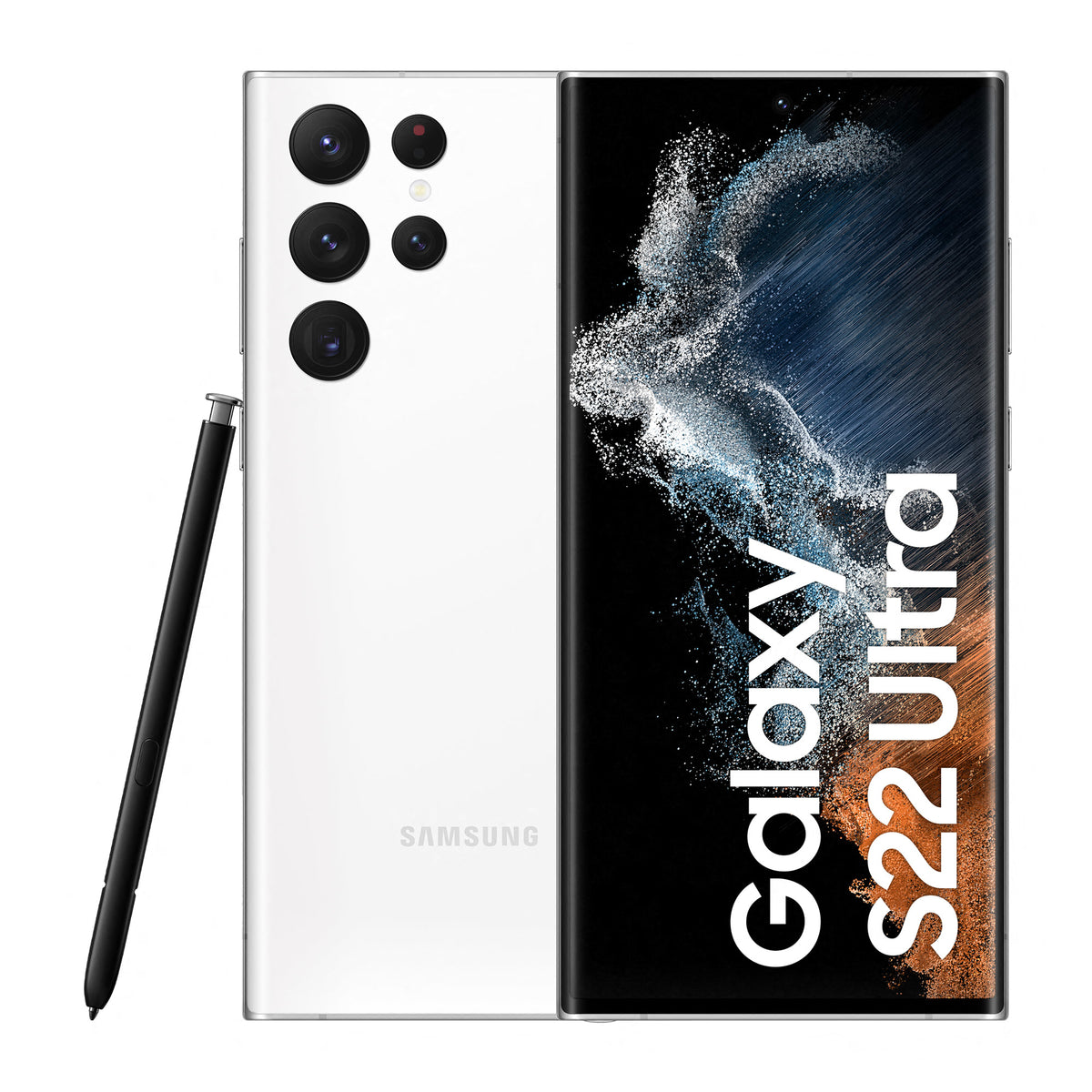 Samsung Galaxy S22 Ultra in Phantom White — brand stock image. Your device's condition matches its grade.