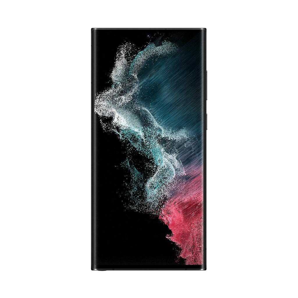 Samsung Galaxy S22 Ultra in Phantom Black — brand stock image. Your device's condition matches its grade.