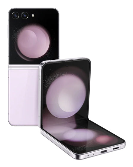 Samsung Galaxy Z Flip5 in Lavender — brand stock image. Your device's condition matches its grade.