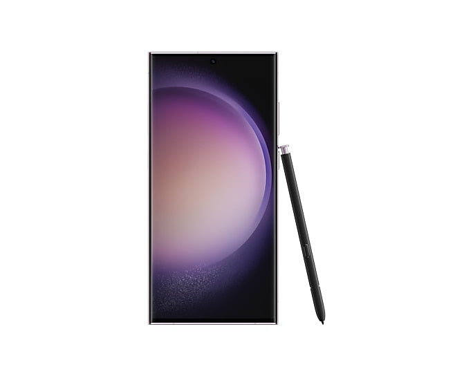 Samsung Galaxy S23 Ultra in Lavender — brand stock image. Your device's condition matches its grade.