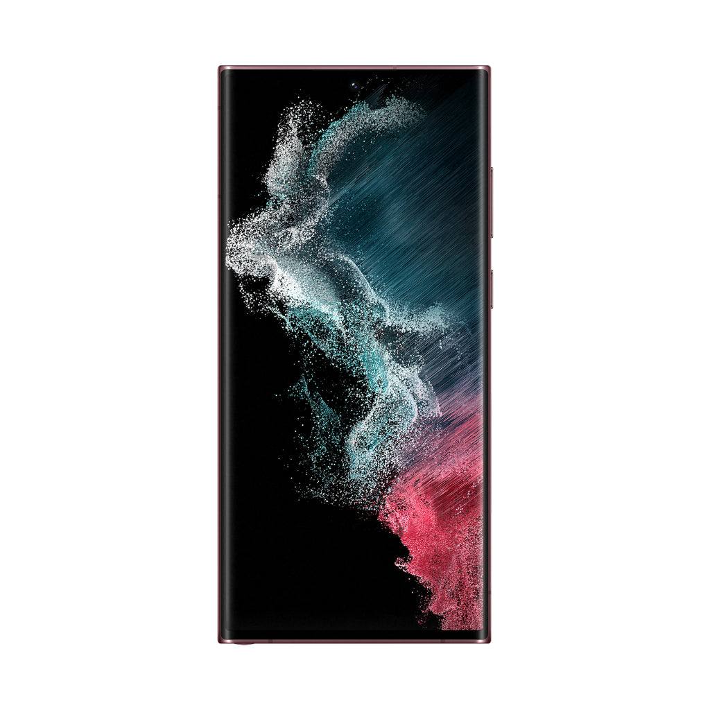 Samsung Galaxy S22 Ultra in Burgundy — brand stock image. Your device's condition matches its grade.