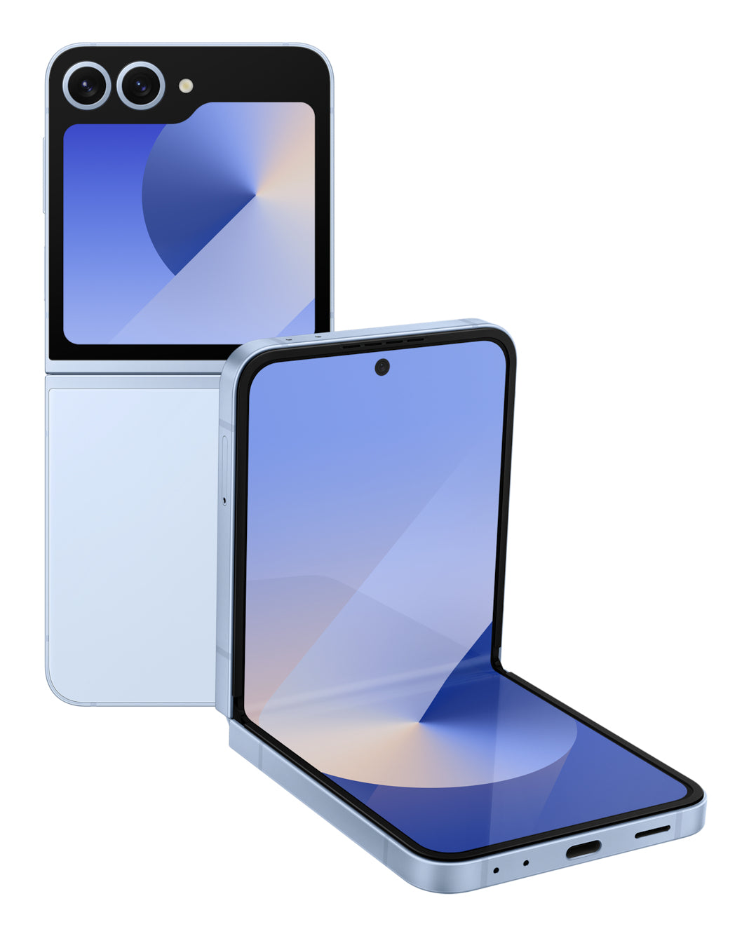 Samsung Galaxy Z Flip6 in Blue — brand stock image. Your device's condition matches its grade.