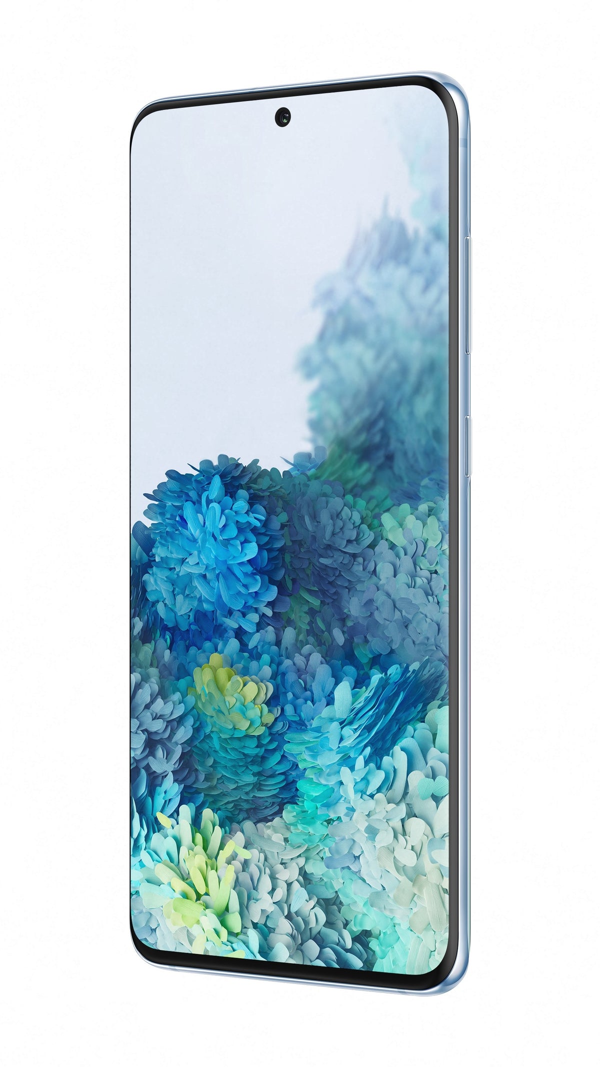 Samsung Galaxy S20 in Cloud Blue — brand stock image. Your device's condition matches its grade.