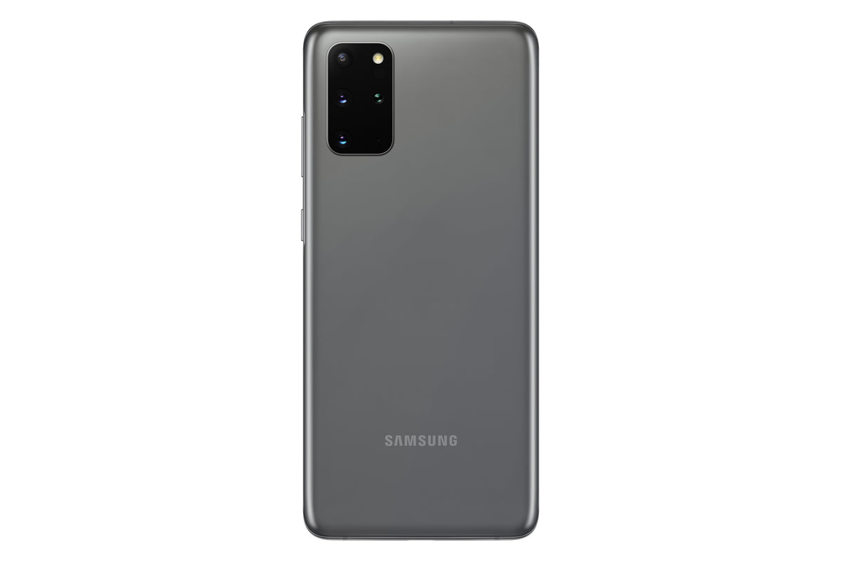 Samsung Galaxy S20+ in Cosmic Gray — brand stock image. Your device's condition matches its grade.