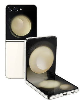 Samsung Galaxy Z Flip5 in Cream — brand stock image. Your device's condition matches its grade.