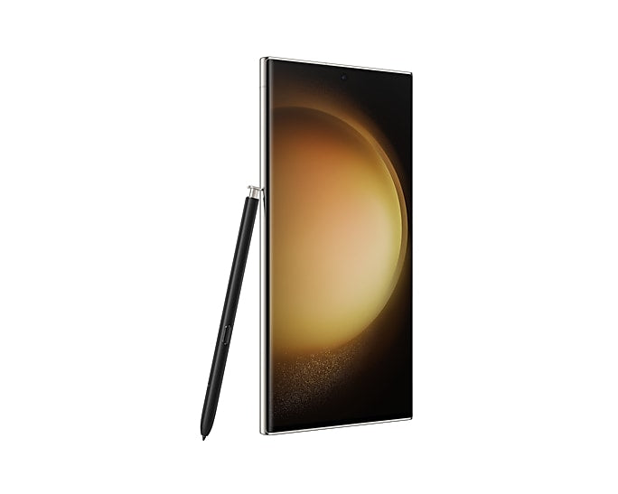 Samsung Galaxy S23 Ultra in Cream — brand stock image. Your device's condition matches its grade.