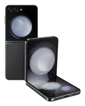 Samsung Galaxy Z Flip5 in Graphite — brand stock image. Your device's condition matches its grade.