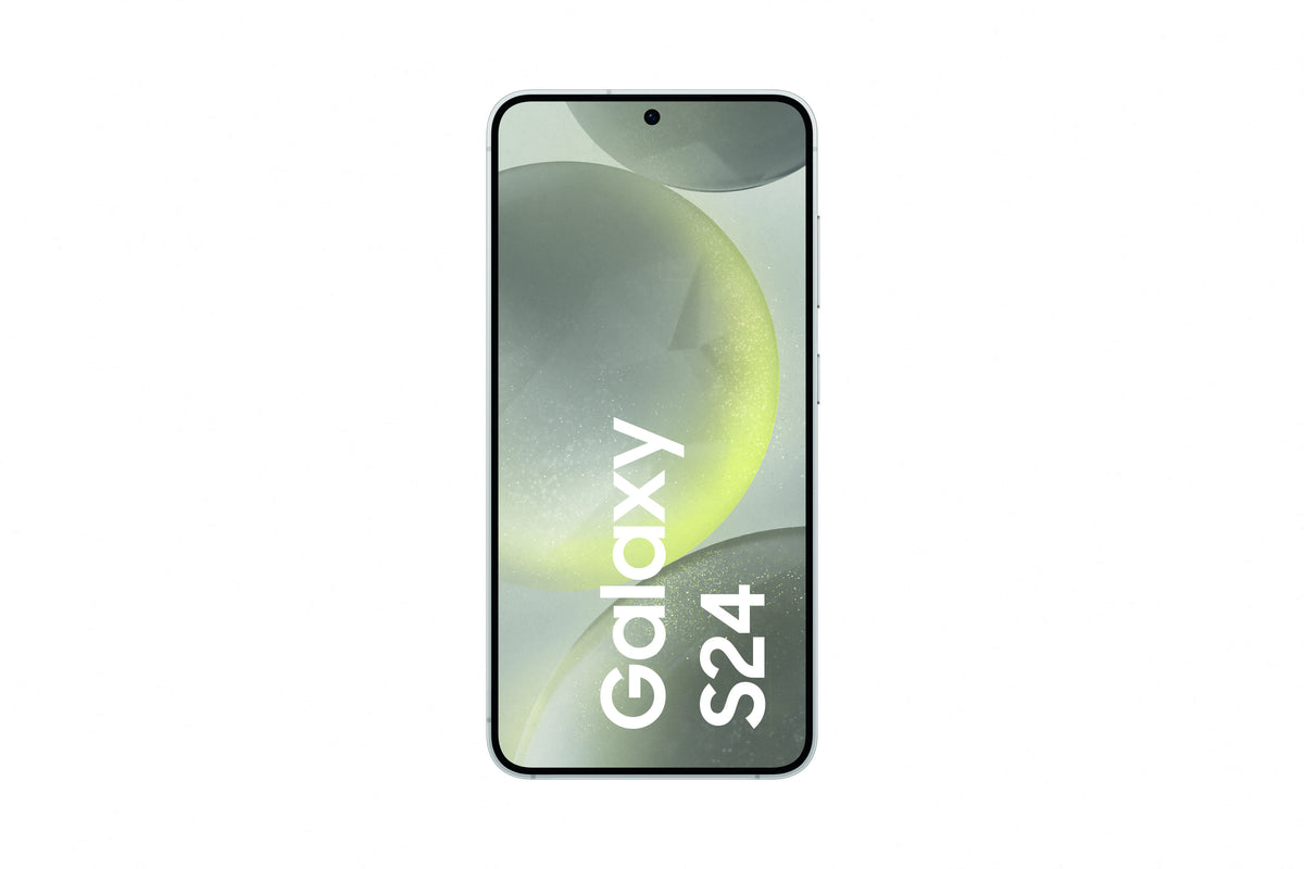 Samsung Galaxy S24 in Marble Gray — brand stock image. Your device's condition matches its grade.