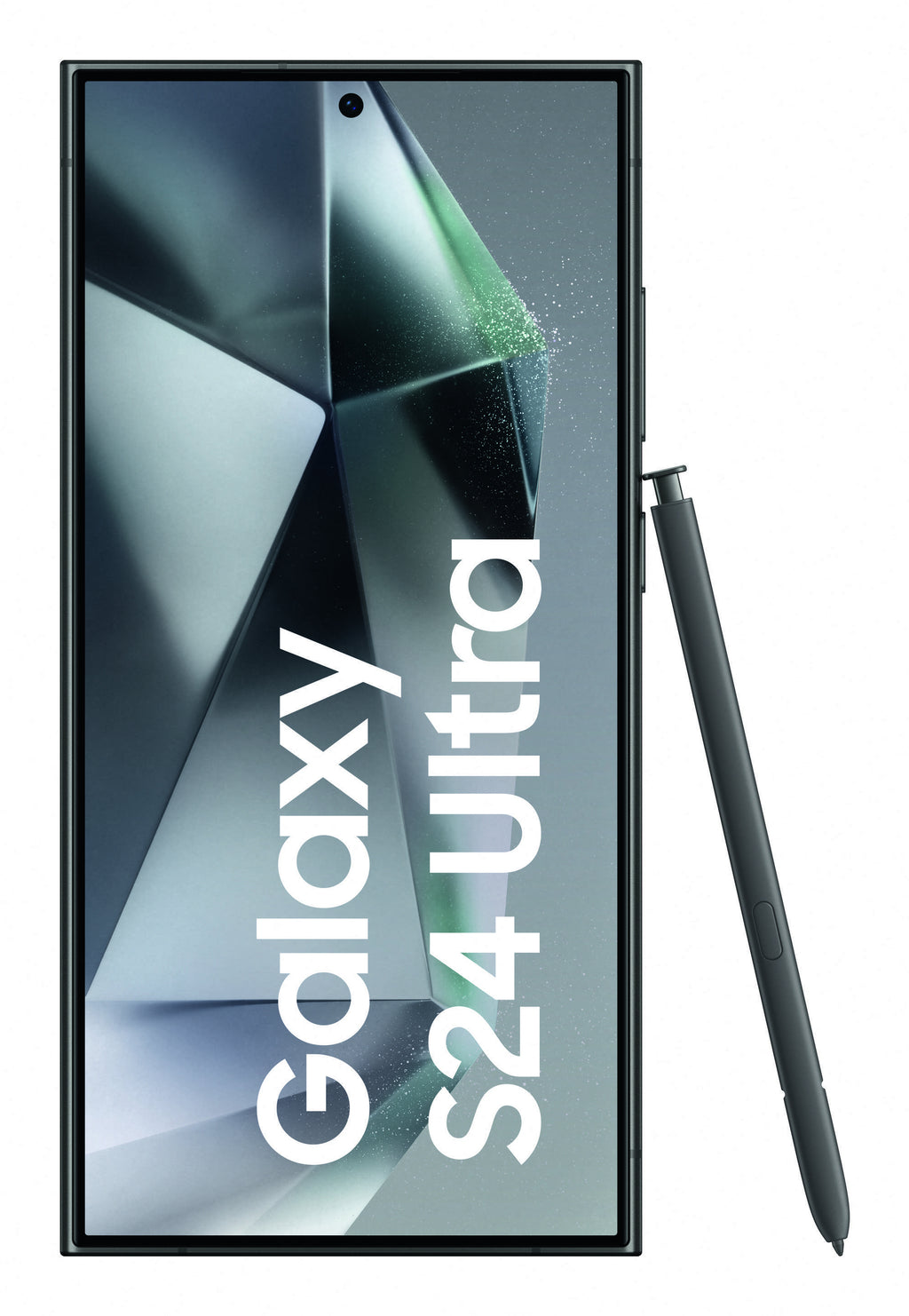 Samsung Galaxy S24 Ultra in Titanium Black — brand stock image. Your device's condition matches its grade.
