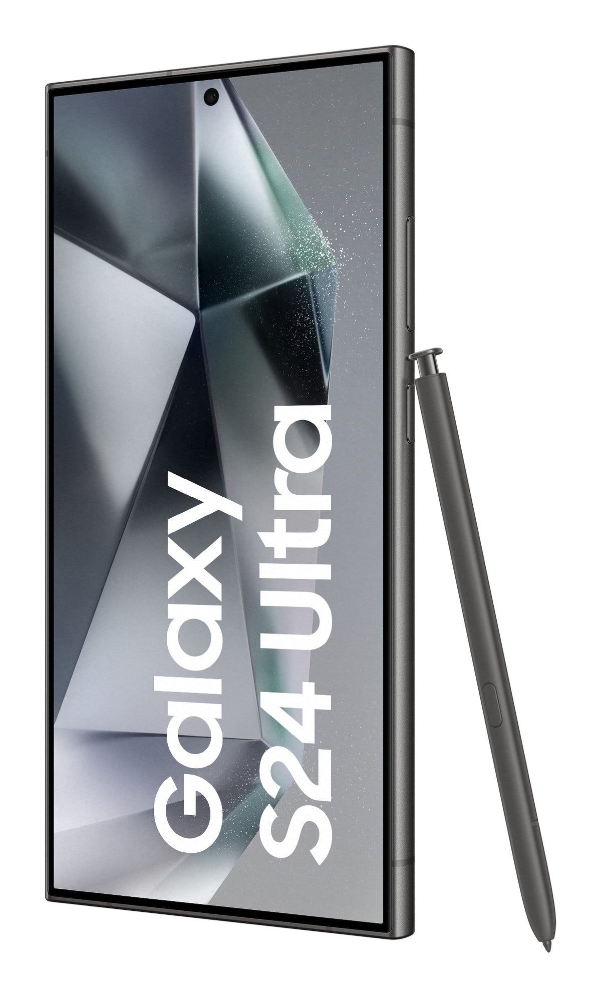 Samsung Galaxy S24 Ultra in Titanium Black — brand stock image. Your device's condition matches its grade.