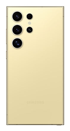 Samsung Galaxy S24 Ultra in Titanium Yellow — brand stock image. Your device's condition matches its grade.