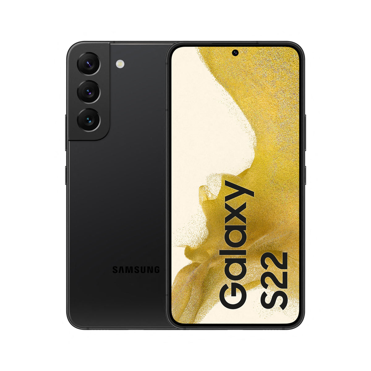 Samsung Galaxy S22 in Phantom Black — brand stock image. Your device's condition matches its grade.