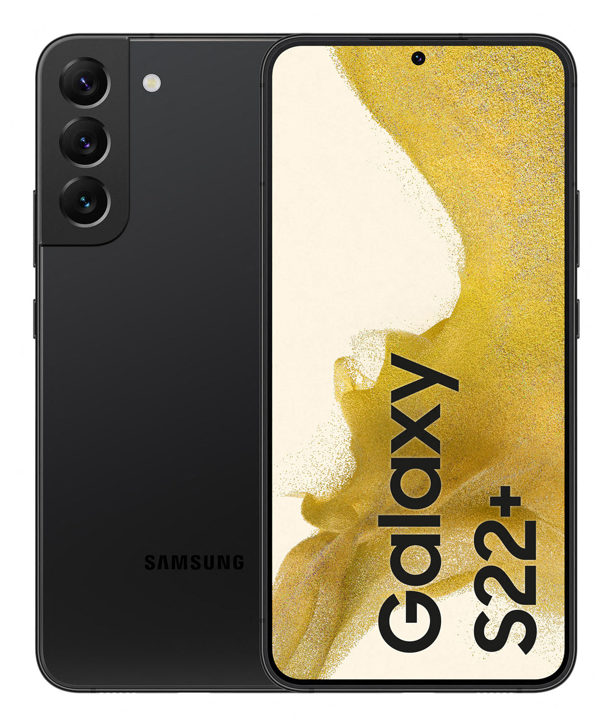 Samsung Galaxy S22+ in Phantom Black — brand stock image. Your device's condition matches its grade.