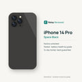 iPhone 14 Pro in Space Black — illustration. Your device's condition matches its grade.