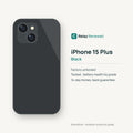 iPhone 15 Plus in Black — illustration. Your device's condition matches its grade.