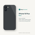 iPhone 16 Plus in Black — illustration. Your device's condition matches its grade.