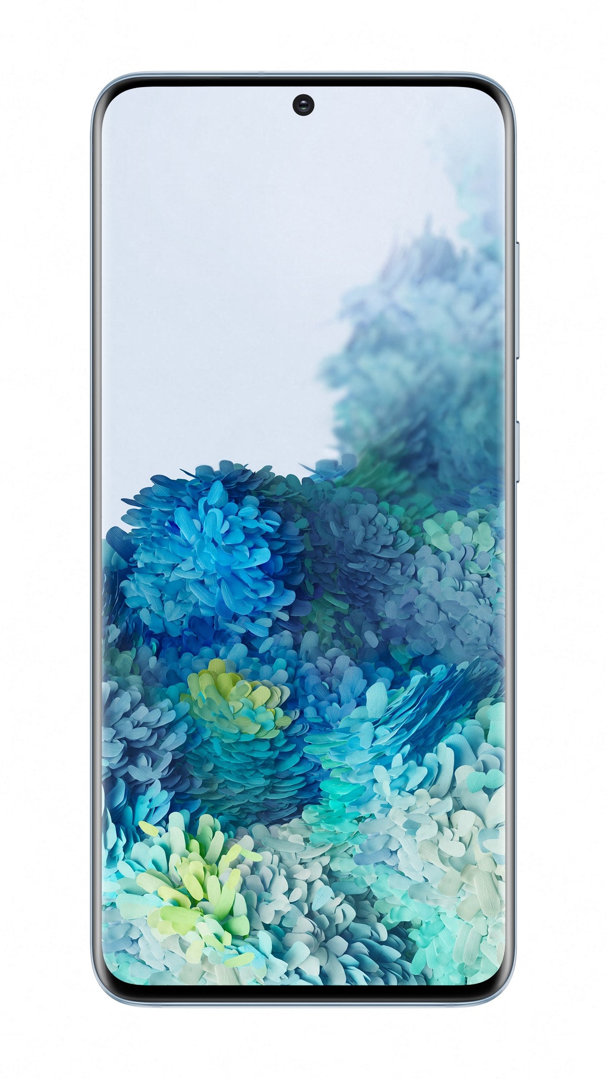 Samsung Galaxy S20 in Cloud Blue — brand stock image. Your device's condition matches its grade.