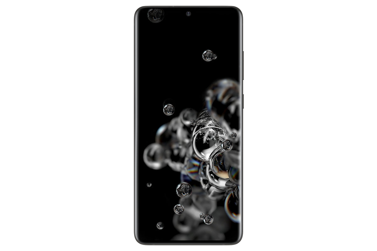 Samsung Galaxy S20 Ultra in Cosmic Black — brand stock image. Your device's condition matches its grade.