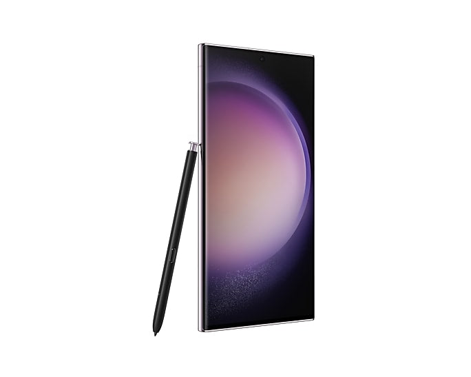 Samsung Galaxy S23 Ultra in Lavender — brand stock image. Your device's condition matches its grade.