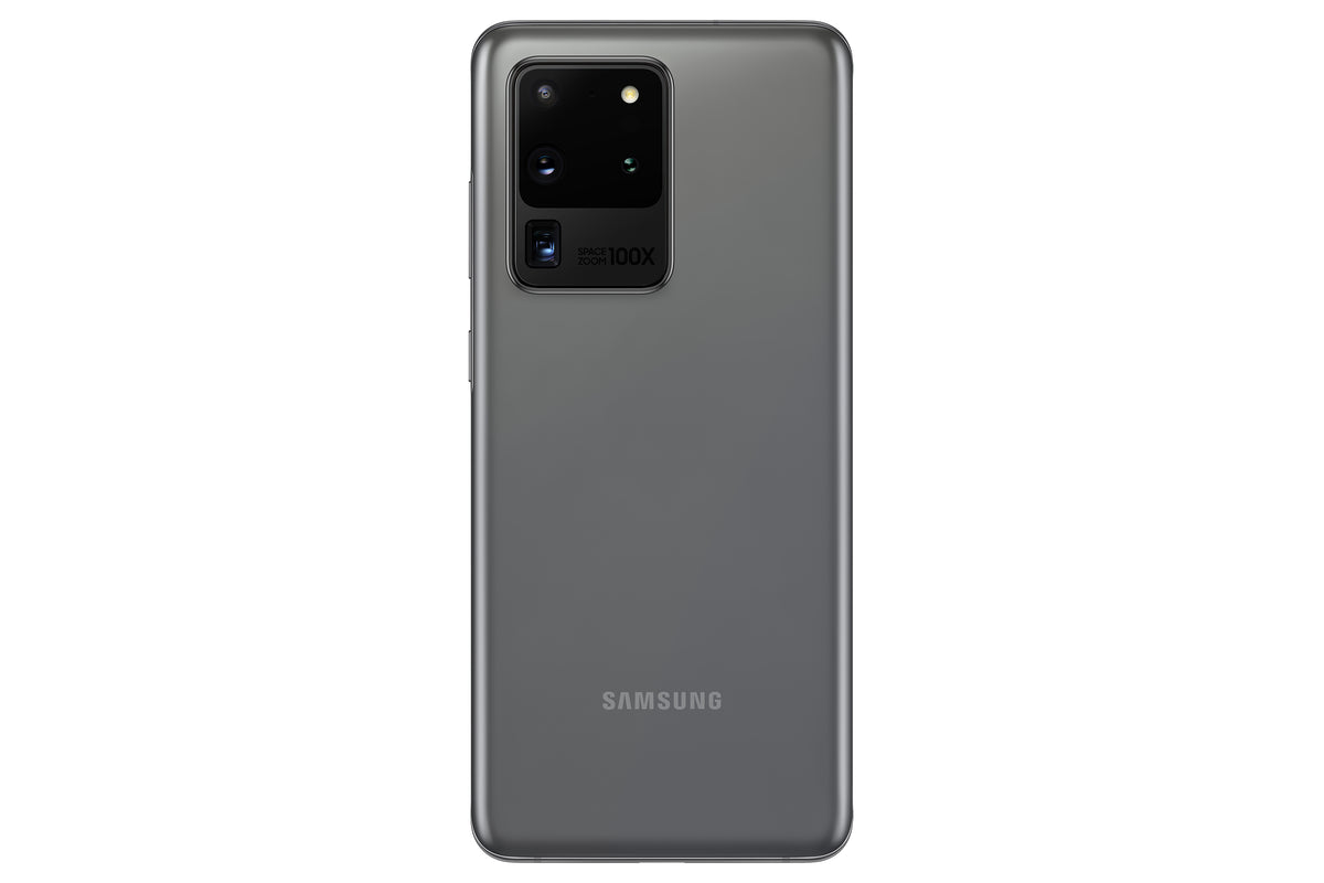 Samsung Galaxy S20 Ultra in Cosmic Gray — brand stock image. Your device's condition matches its grade.