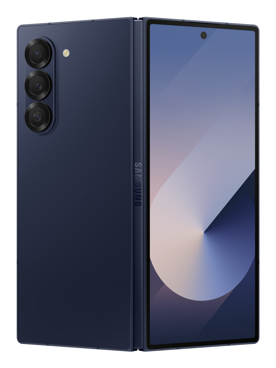Samsung Galaxy Z Fold6 in Navy — brand stock image. Your device's condition matches its grade.