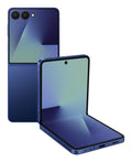 Samsung Galaxy Z Flip7 in Blue Shadow — brand stock image. Your device's condition matches its grade.
