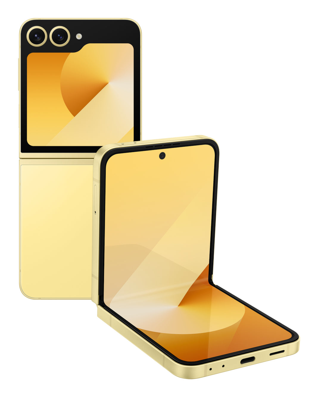 Samsung Galaxy Z Flip6 in Yellow — brand stock image. Your device's condition matches its grade.