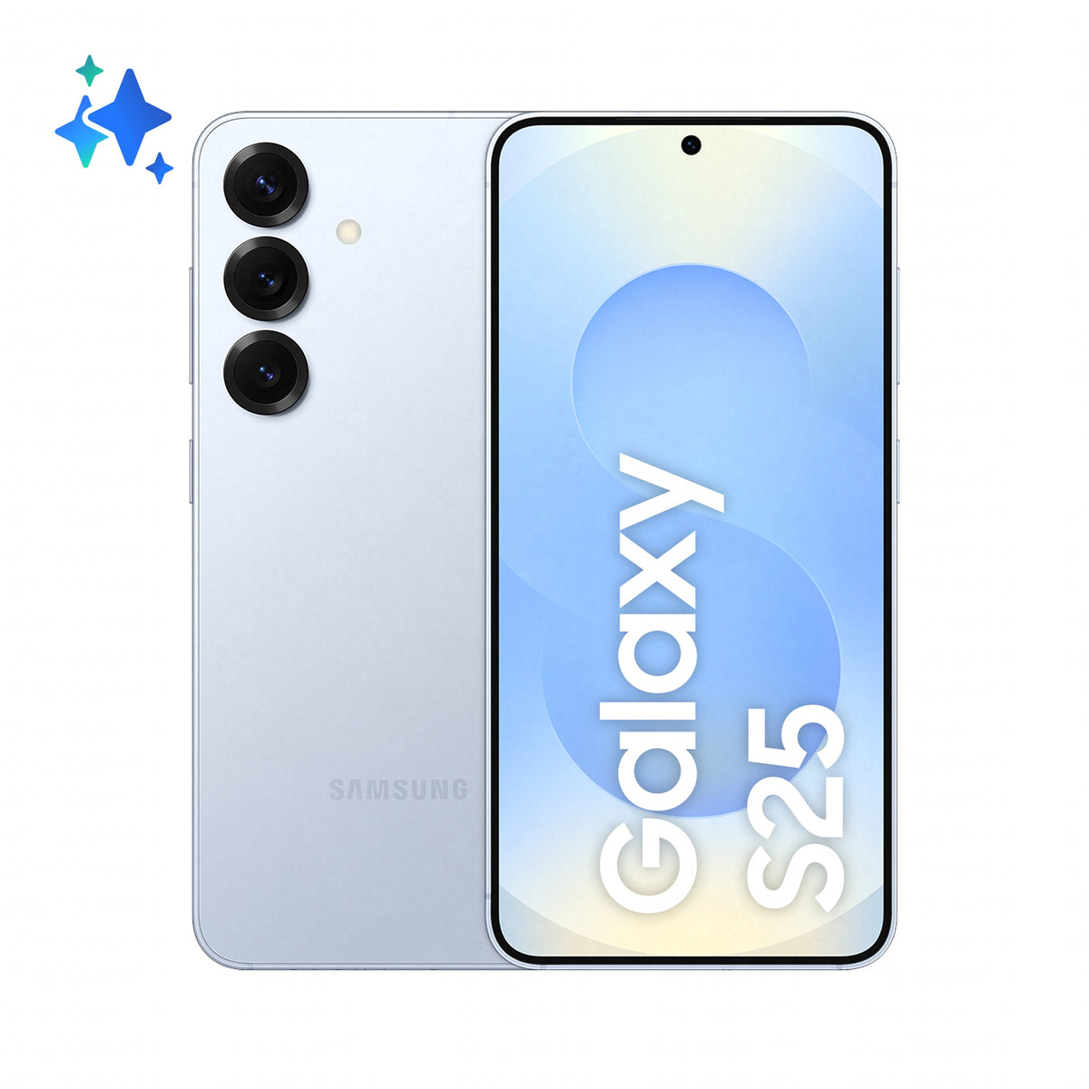 Samsung Galaxy S25 in Icyblue — brand stock image. Your device's condition matches its grade.