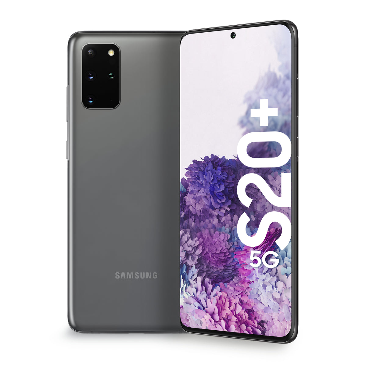 Samsung Galaxy S20+ in Cosmic Gray — brand stock image. Your device's condition matches its grade.